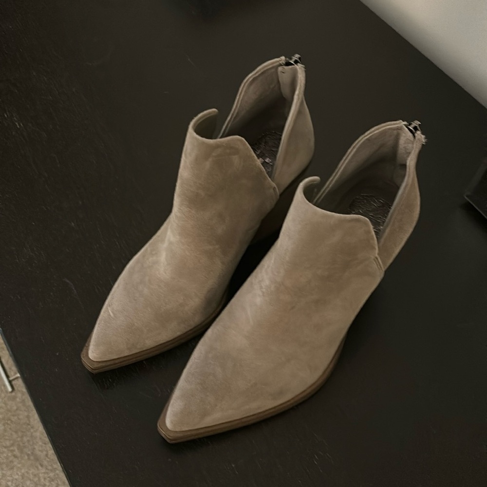 Vince Camuto Booties! Size 6, never been worn, grey suede